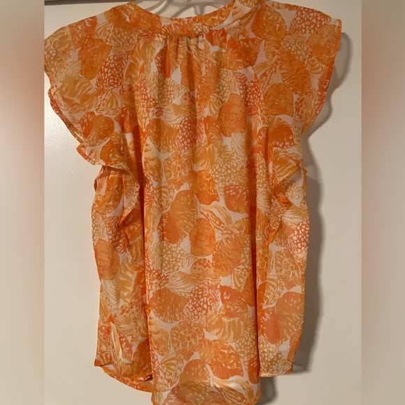 Loft NWT flutter ruffle sleeved v-neck top. Size Large. - Picture 3 of 5